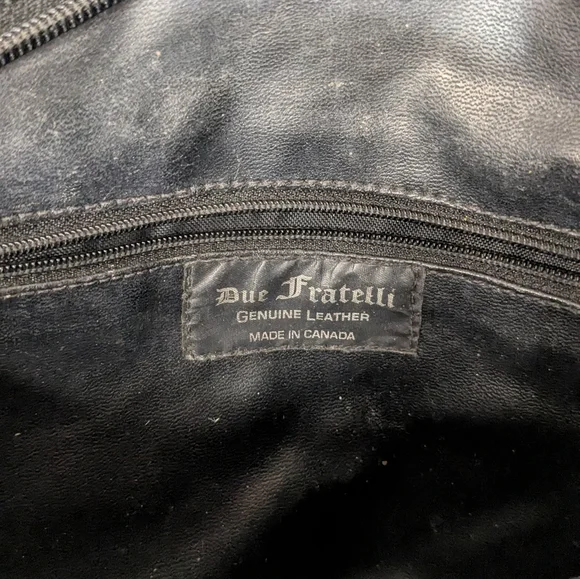 Due Fratelli Vintage 90s Genuine Leather Asymmetrical Shoulder Bag Black Y2K - Picture 6 of 8